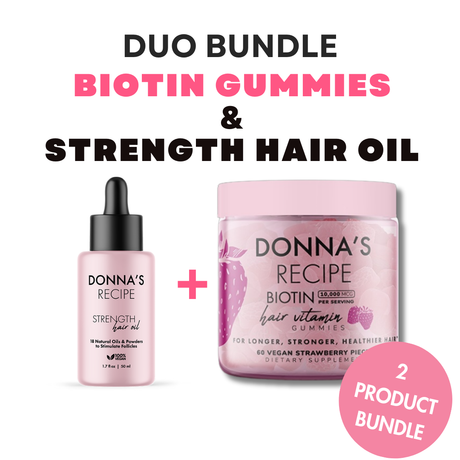 Duo Strength Hair Oil + Vitamins Bundle - Donna's Recipe