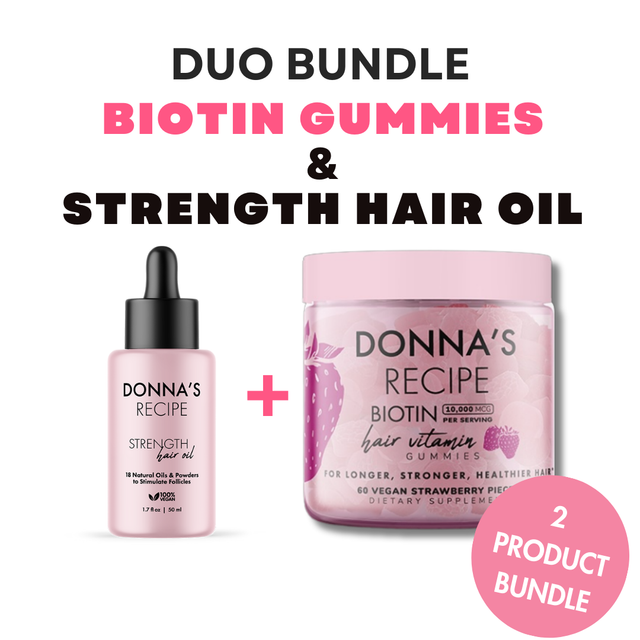 Duo Strength Hair Oil + Vitamins Bundle - Donna's Recipe